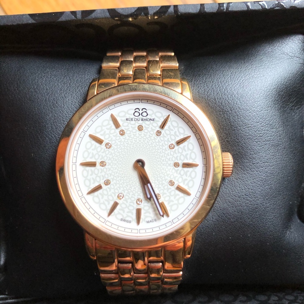 35mm Swiss made Gold watch with diamond inlay